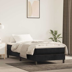 Matelas de lit à ressorts ensachés noir 100x210x20 cm velours 