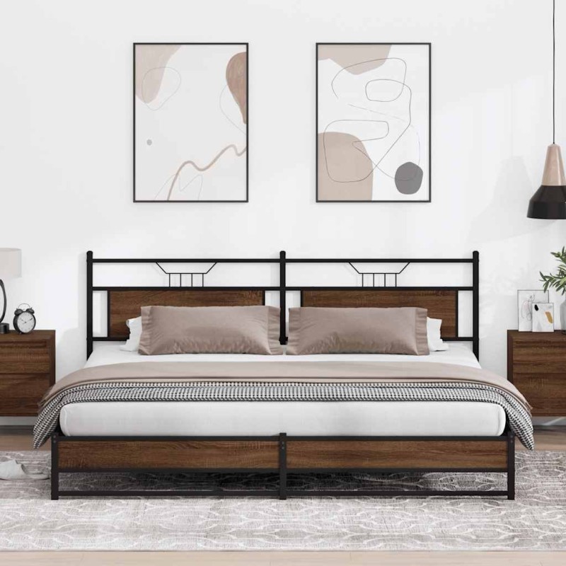 Cadre de lit en métal sans matelas chêne marron 200x200 cm 