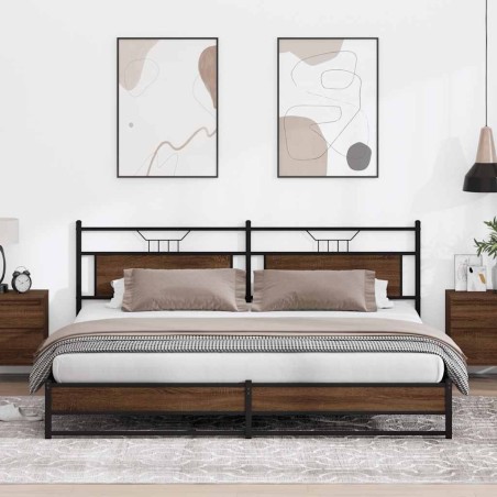 Cadre de lit en métal sans matelas chêne marron 200x200 cm 