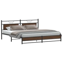 Cadre de lit en métal sans matelas chêne marron 200x200 cm 