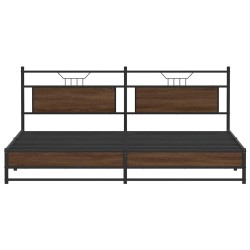 Cadre de lit en métal sans matelas chêne marron 200x200 cm 
