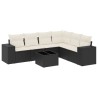 Salon de jardin 7 pcs avec coussins noir résine tressée 