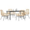 Ensemble à manger jardin coussins 5pcs marron poly rotin verre 
