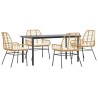 Ensemble à manger jardin coussins 5pcs marron poly rotin verre 