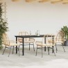 Ensemble à manger jardin coussins 5pcs marron poly rotin verre 