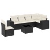 Salon de jardin 7 pcs avec coussins noir résine tressée 