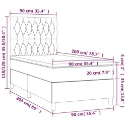 Sommier à lattes de lit avec matelas Crème 90x200 cm Tissu 