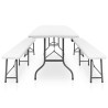 Table pliable de jardin avec 2 bancs 180 cm Acier et PEHD Blanc 