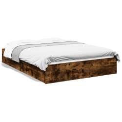 Cadre de lit avec tiroirs sans matelas chêne fumé 140x190 cm 