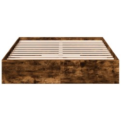 Cadre de lit avec tiroirs sans matelas chêne fumé 140x190 cm 