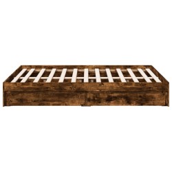 Cadre de lit avec tiroirs sans matelas chêne fumé 140x190 cm 