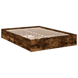 Cadre de lit avec tiroirs sans matelas chêne fumé 140x190 cm 