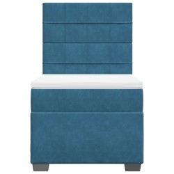 Sommier à lattes de lit avec matelas bleu 80x200 cm velours 