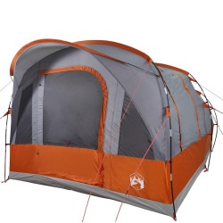 Tente de camping tunnel 3 personnes gris et orange imperméable 