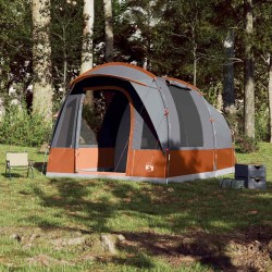 Tente de camping tunnel 3 personnes gris et orange imperméable 