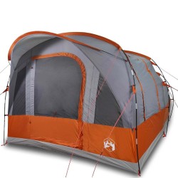 Tente de camping tunnel 3 personnes gris et orange imperméable 