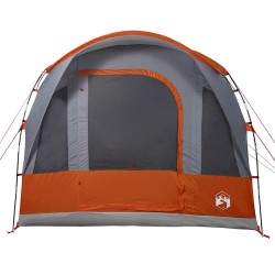 Tente de camping tunnel 3 personnes gris et orange imperméable 