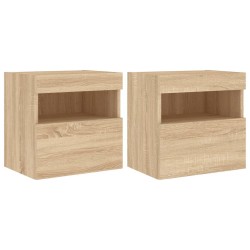 Meubles TV muraux lumières LED 2 pcs chêne sonoma 40x30x40 cm 