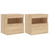 Meubles TV muraux lumières LED 2 pcs chêne sonoma 40x30x40 cm 