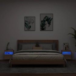 Meubles TV muraux lumières LED 2 pcs chêne sonoma 40x30x40 cm 