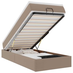 Cadre de lit ottoman et matelas cappuccino 100x200cm similicuir 