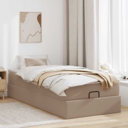 Cadre de lit ottoman et matelas cappuccino 100x200cm similicuir 