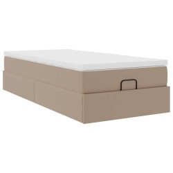 Cadre de lit ottoman et matelas cappuccino 100x200cm similicuir 