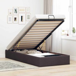 Cadre de lit ottoman sans matelas marron foncé 80x200 cm tissu 