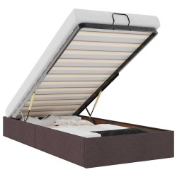 Cadre de lit ottoman sans matelas marron foncé 80x200 cm tissu 