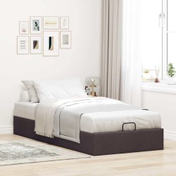 Cadre de lit ottoman sans matelas marron foncé 80x200 cm tissu 