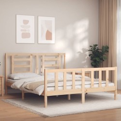 Cadre de lit sans matelas bois de pin massif 