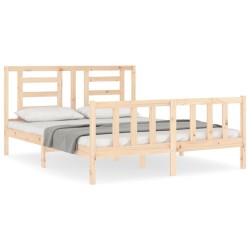 Cadre de lit sans matelas bois de pin massif 
