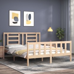 Cadre de lit sans matelas bois de pin massif 