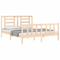 Cadre de lit sans matelas bois de pin massif 
