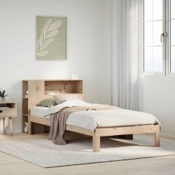 Lit bibliothèque sans matelas 90x200 cm bois de pin massif 