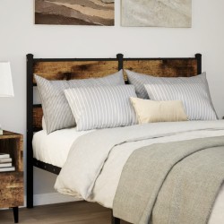 Tête de lit chêne fumé 120 cm fer et bois d'ingénierie 
