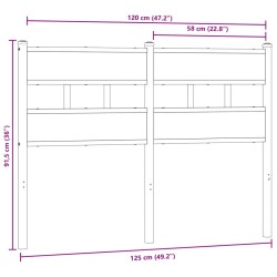 Tête de lit chêne fumé 120 cm fer et bois d'ingénierie 