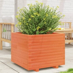 Jardinière cire marron 60x60x49,5 cm bois de pin massif 