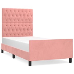 Cadre de lit sans matelas rose 90x190 cm velours 