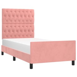 Cadre de lit sans matelas rose 90x190 cm velours 