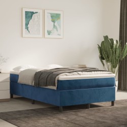 Sommier à lattes de lit et matelas bleu foncé 120x190cm velours 