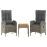 Ensemble à manger jardin 4pcs et coussins Gris Résine tressée 