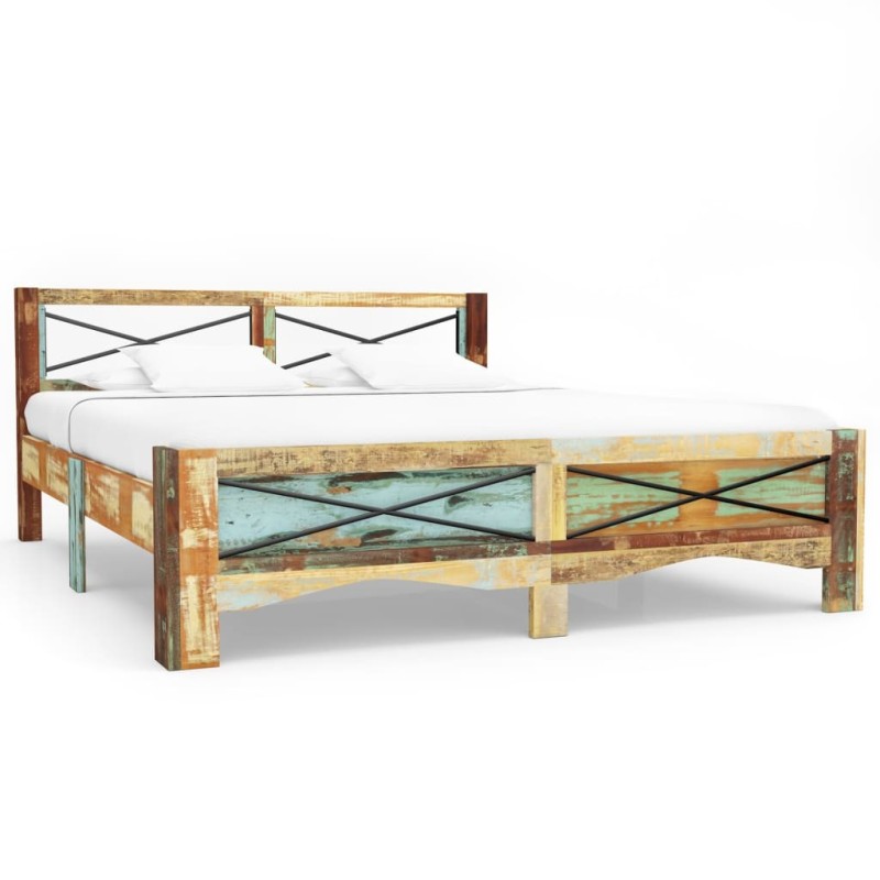 Cadre de lit sans matelas Bois de récupération massif 180x200cm 