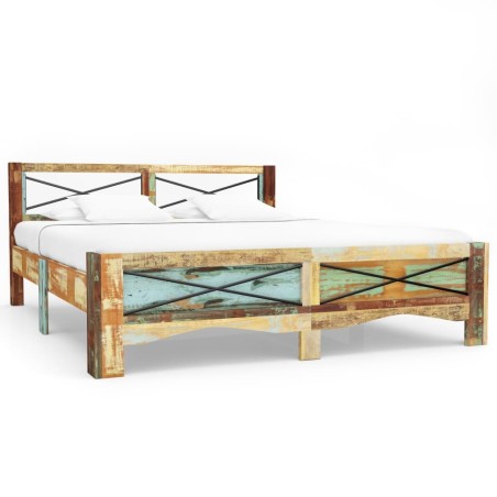 Cadre de lit sans matelas Bois de récupération massif 180x200cm 