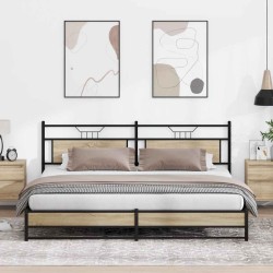 Cadre de lit en métal sans matelas chêne sonoma 200x200 cm 
