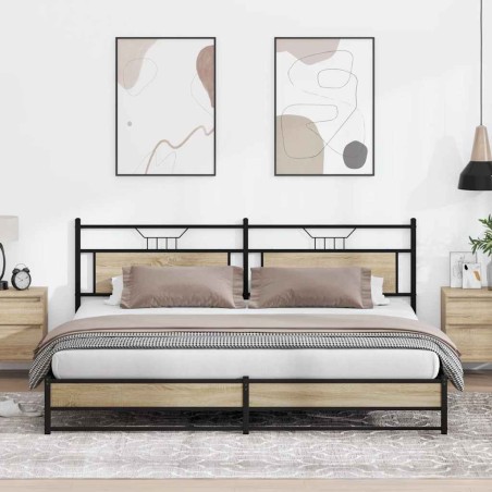Cadre de lit en métal sans matelas chêne sonoma 200x200 cm 
