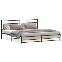 Cadre de lit en métal sans matelas chêne sonoma 200x200 cm 