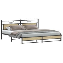 Cadre de lit en métal sans matelas chêne sonoma 200x200 cm 
