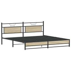 Cadre de lit en métal sans matelas chêne sonoma 200x200 cm 