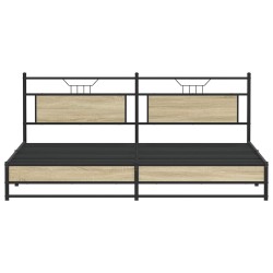 Cadre de lit en métal sans matelas chêne sonoma 200x200 cm 